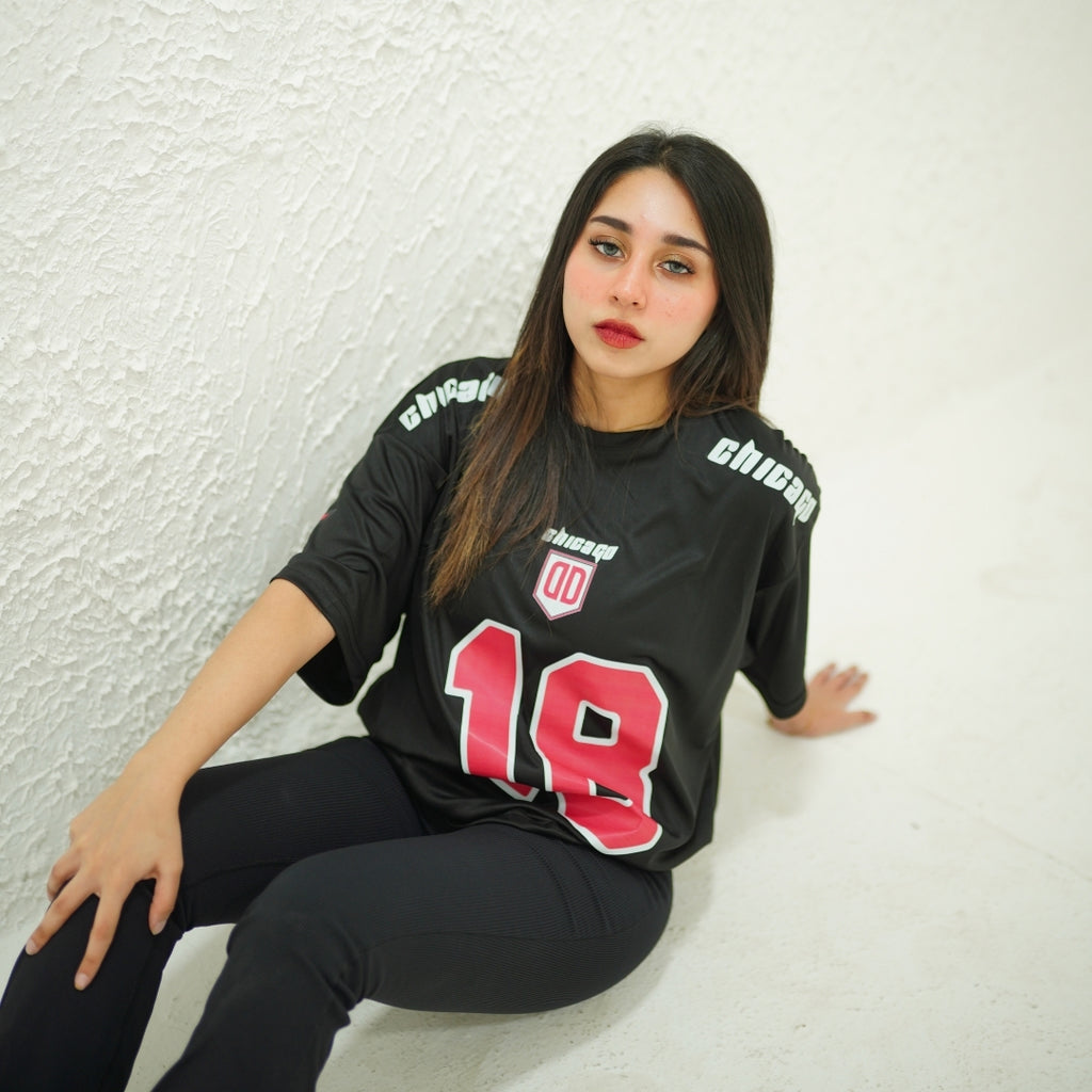 CHICAGO 18 BLACK- PRINTED DROP SHOULDER
