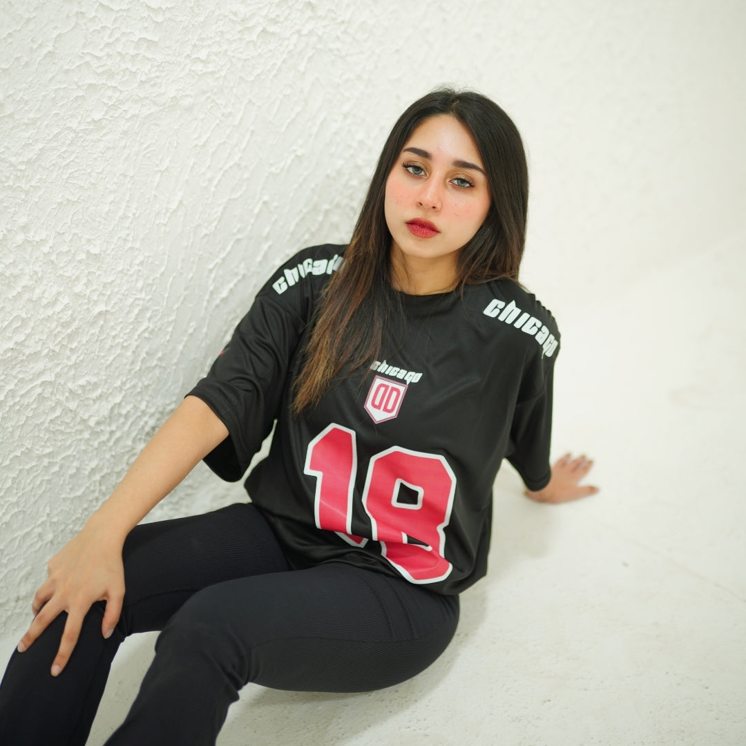 CHICAGO 18 BLACK- PRINTED DROP SHOULDER