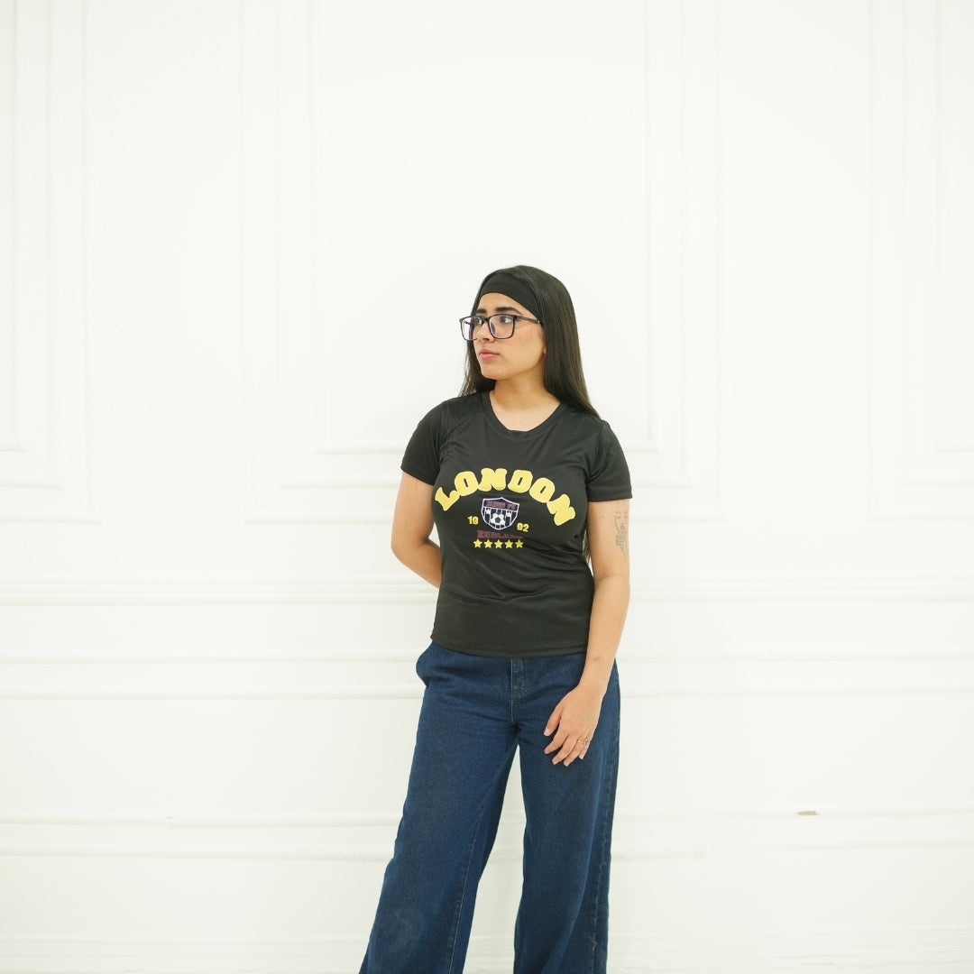 LONDON BLACK-PRINTED TSHIRT