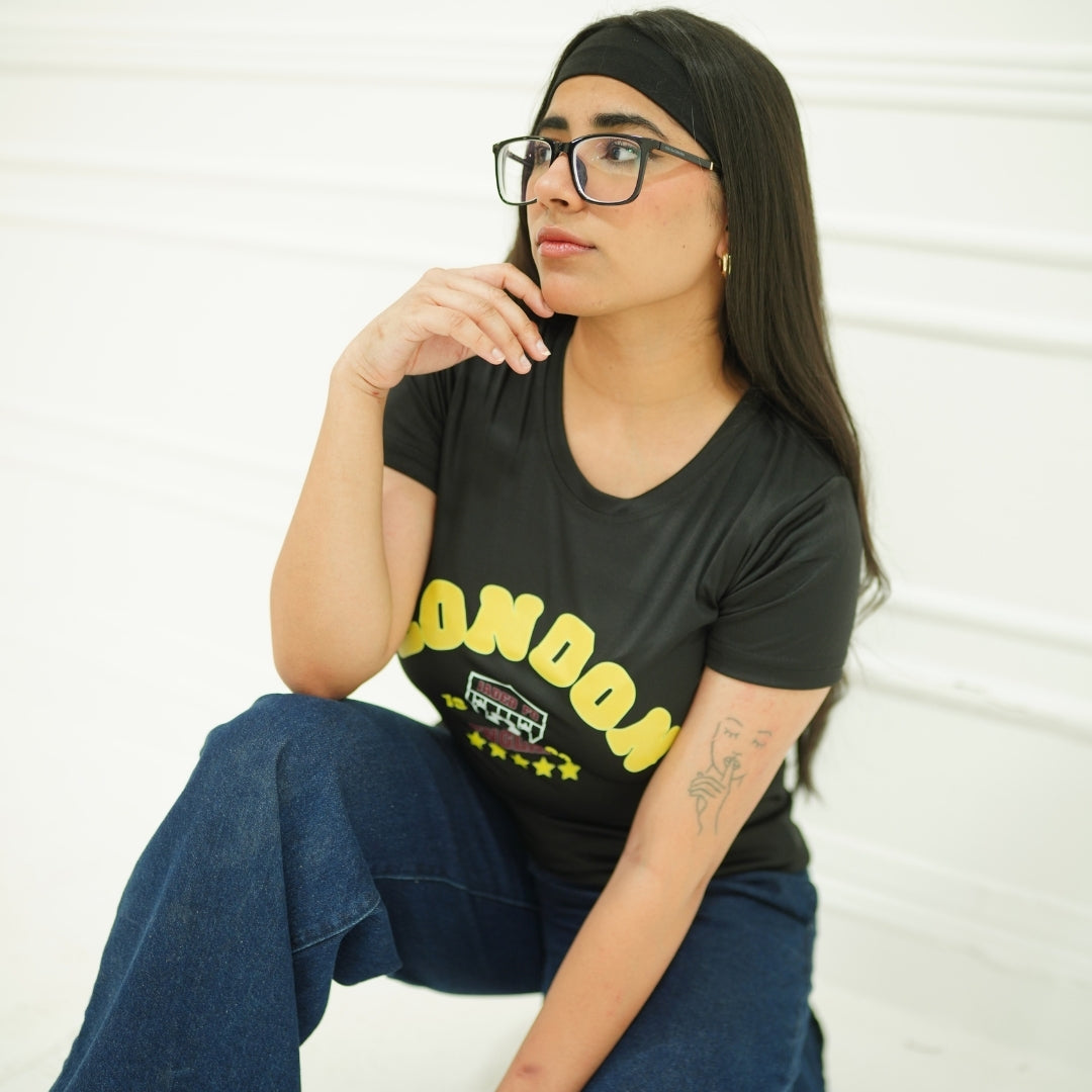 LONDON BLACK-PRINTED TSHIRT