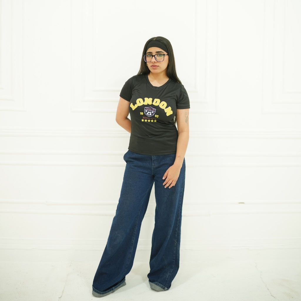LONDON BLACK-PRINTED TSHIRT