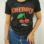 CHERRY BLACK-PRINTED TSHIRT