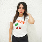 CHERRY WHITE-PRINTED TSHIRT