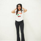 CHERRY WHITE-PRINTED TSHIRT