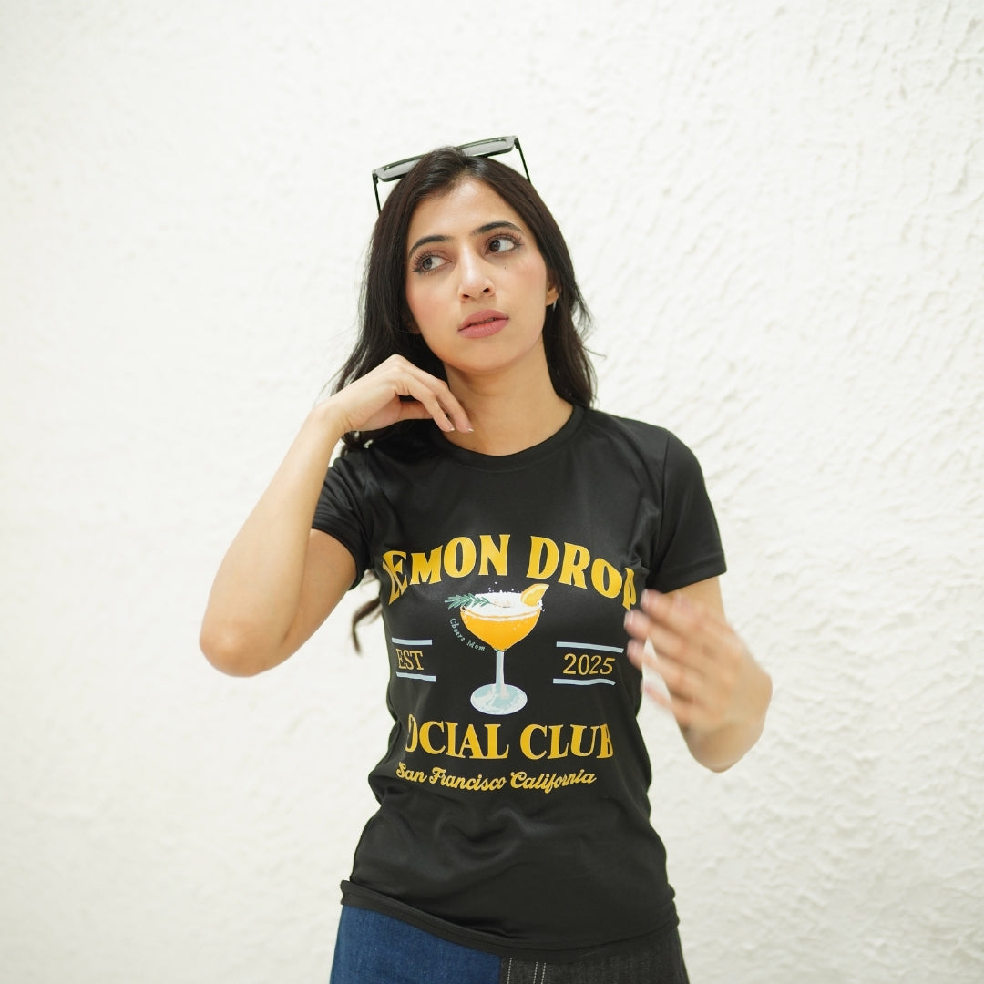 LEMON DROP SOCIAL CLUB BLACK-PRINTED TSHIRT
