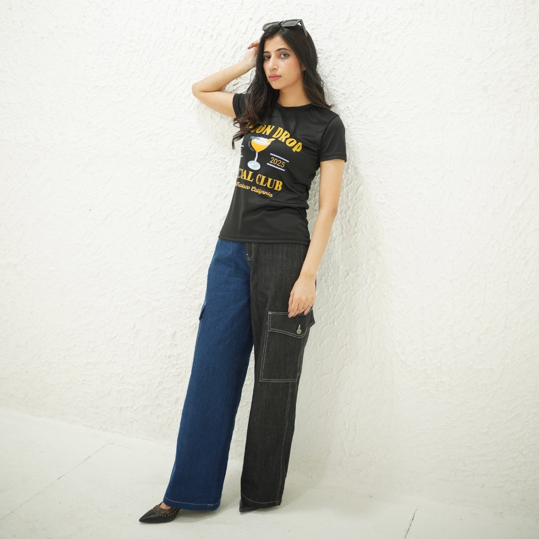 LEMON DROP SOCIAL CLUB BLACK-PRINTED TSHIRT