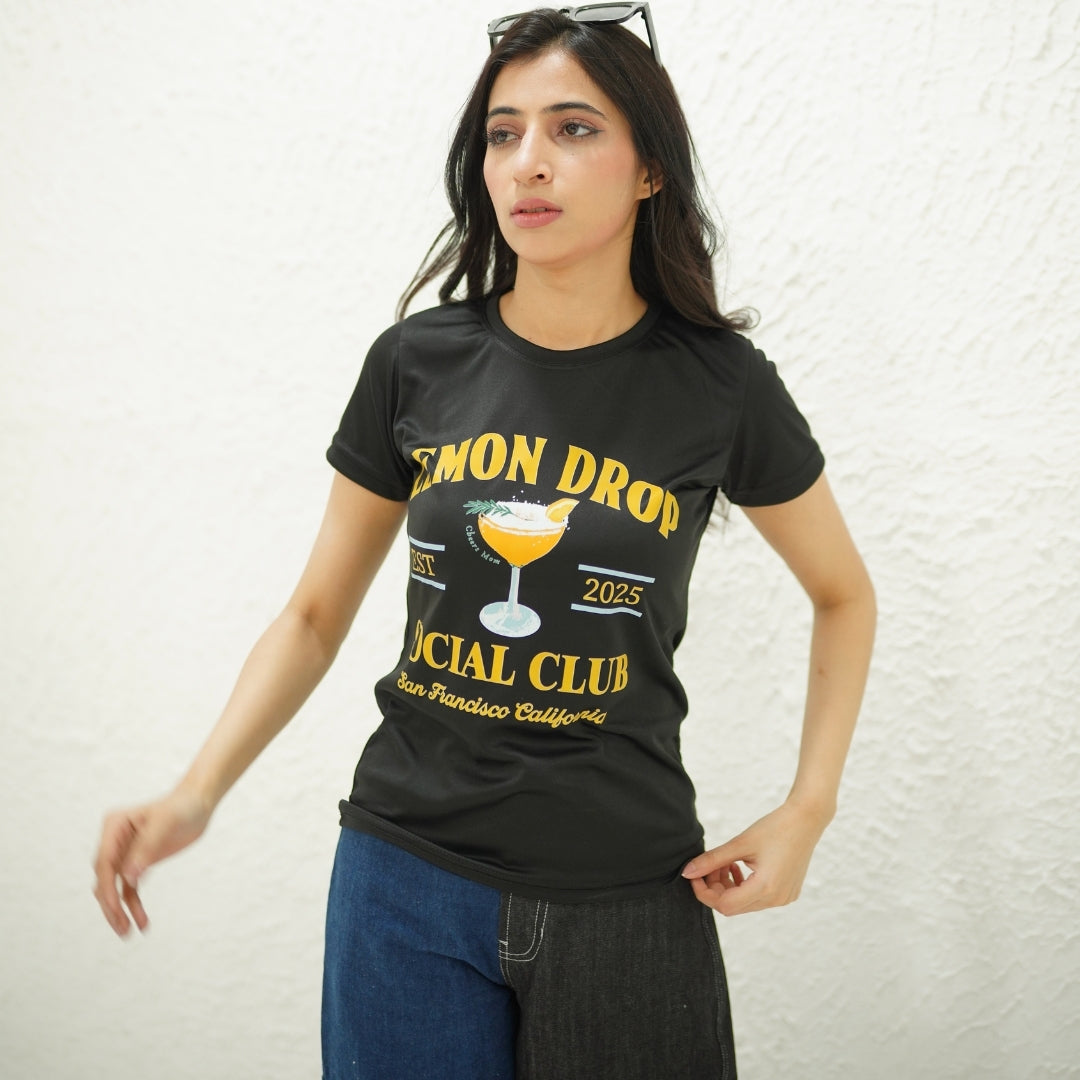 LEMON DROP SOCIAL CLUB BLACK-PRINTED TSHIRT