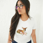 DEER WHITE-PRINTED TSHIRT