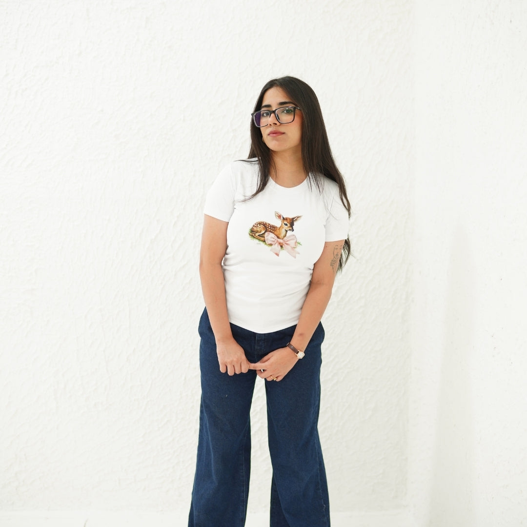DEER WHITE-PRINTED TSHIRT