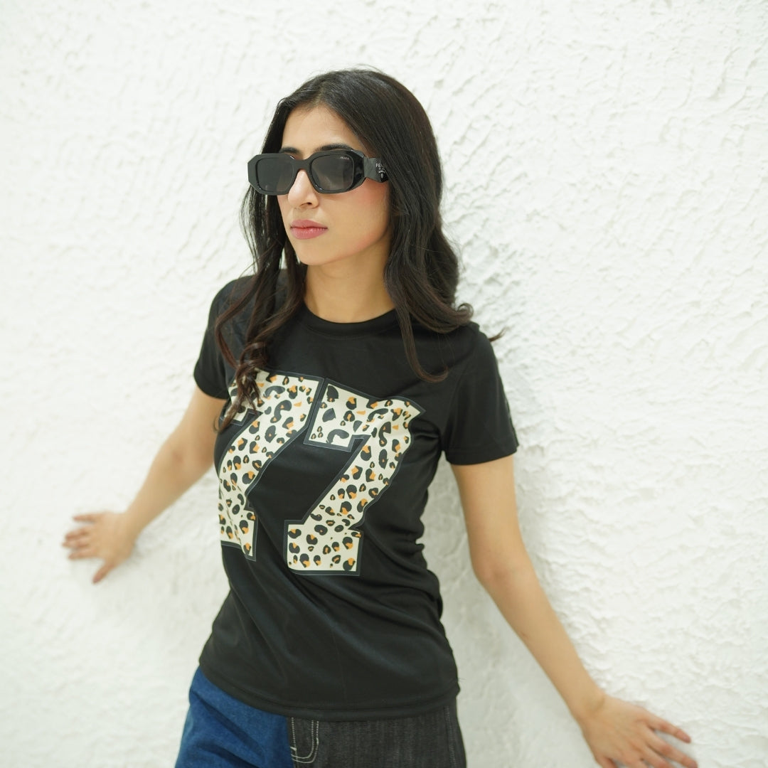 77 BLACK- PRINTED TSHIRT