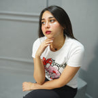 SMILE THROUGH WHITE- PRINTED TSHIRT