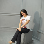 SMILE THROUGH WHITE- PRINTED TSHIRT