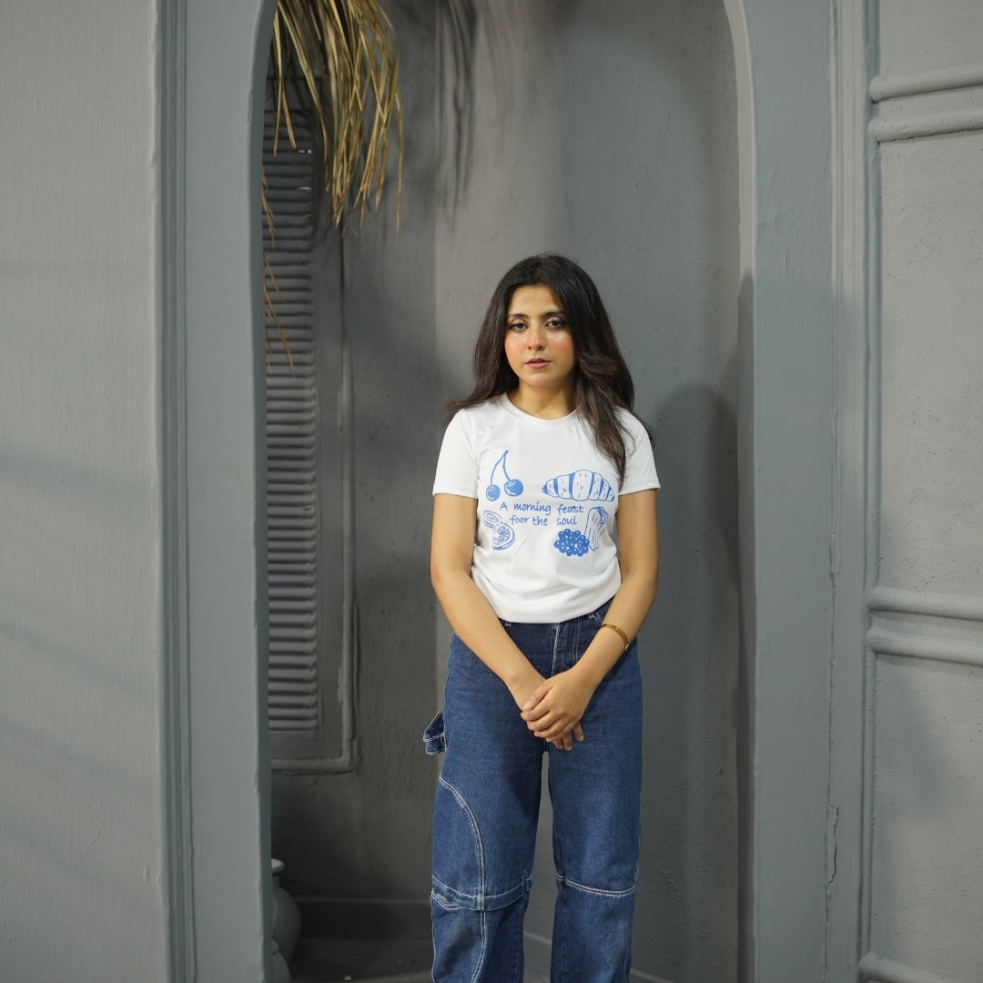 MORNING FEAST WHITE- PRINTED TSHIRT
