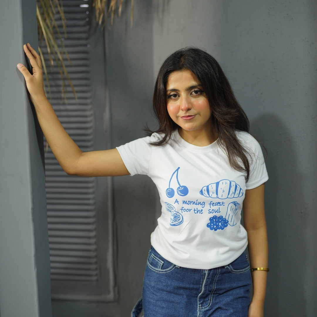 MORNING FEAST WHITE- PRINTED TSHIRT