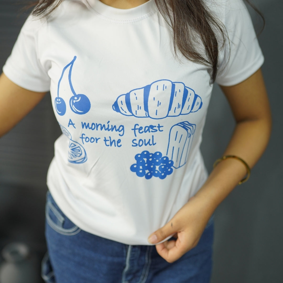 MORNING FEAST WHITE- PRINTED TSHIRT