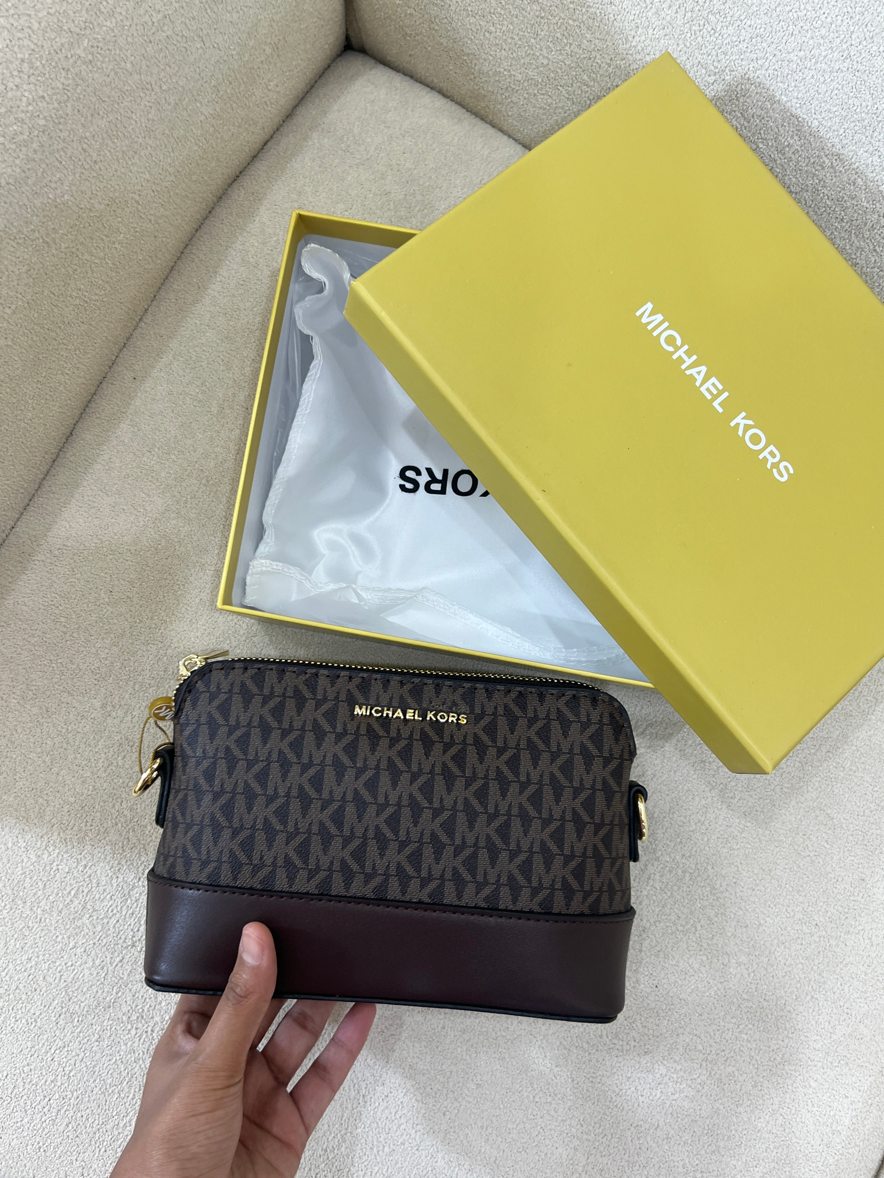 MK Inspired Crossbody Bag / Brown (With Long Strap, Dust Bag & Box)