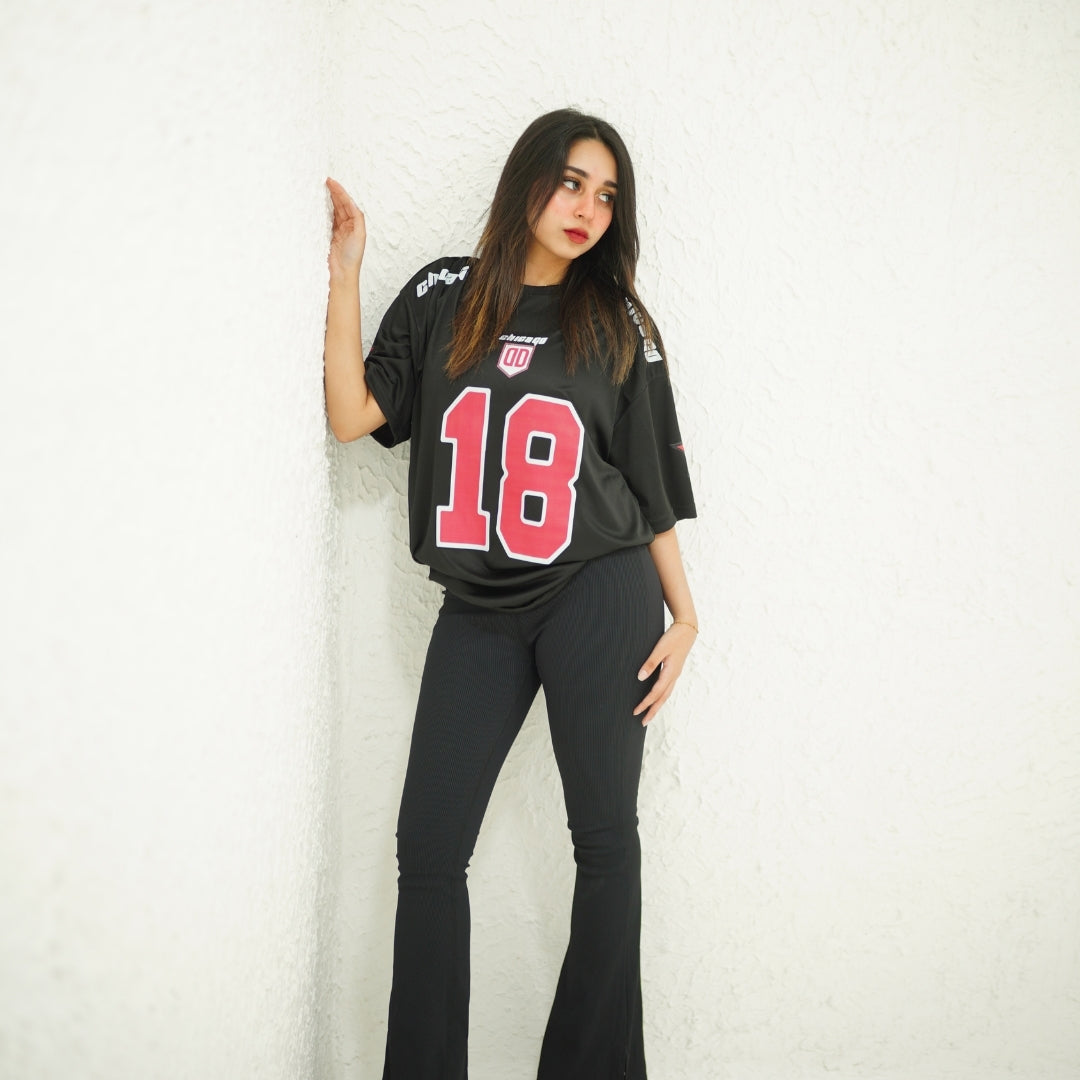 CHICAGO 18 BLACK- PRINTED DROP SHOULDER