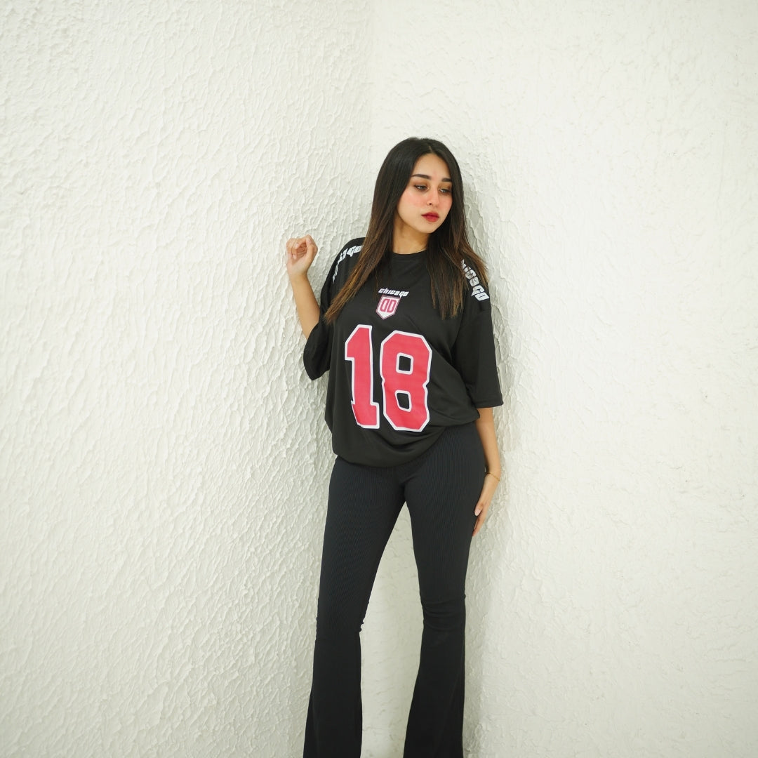 CHICAGO 18 BLACK- PRINTED DROP SHOULDER