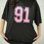 91 BLACK- PRINTED DROP SHOULDER