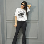 VINTAGE WHITE- PRINTED DROP SHOULDER