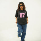 UN 07 BLACK- PRINTED DROP SHOULDER