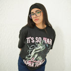 BEING ALPHA FEMALE BLACK- PRINTED DROP SHOULDER