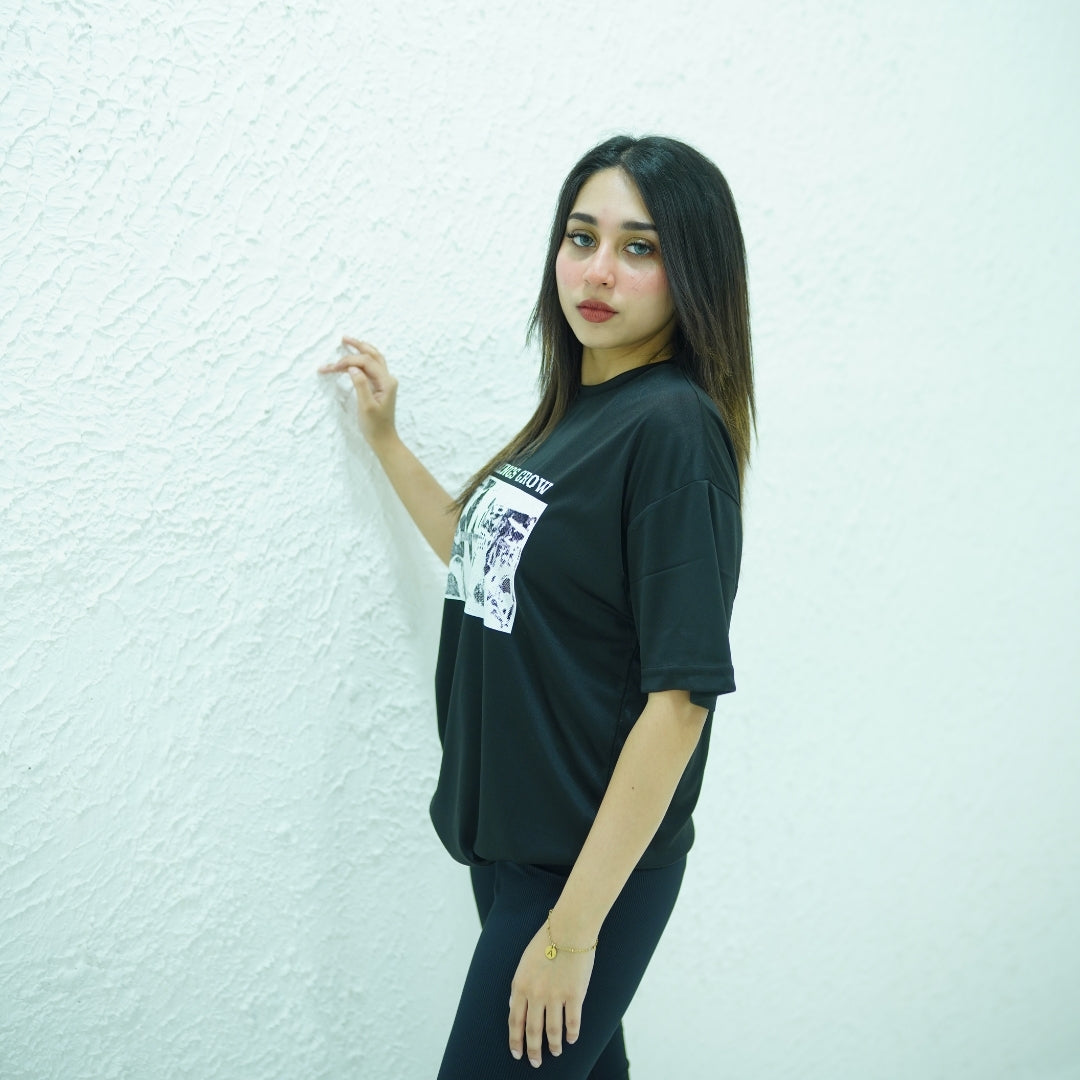 MINIMALIST BLACK- PRINTED DROP SHOULDER