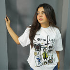 CORALINE WHITE - PRINTED DROP SHOULDER