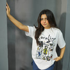 CORALINE WHITE - PRINTED DROP SHOULDER