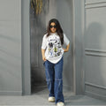 CORALINE WHITE - PRINTED DROP SHOULDER