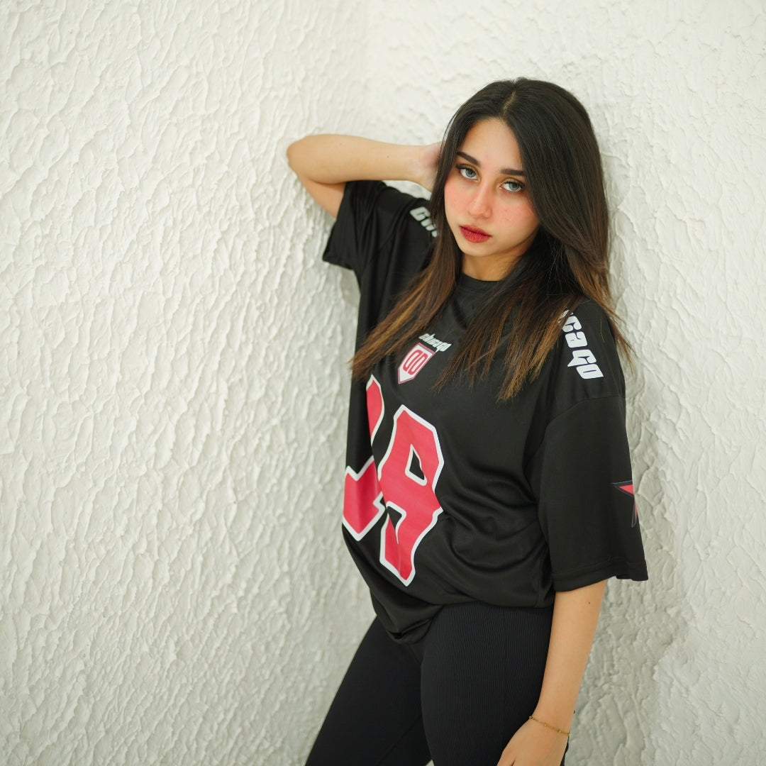 CHICAGO 18 BLACK- PRINTED DROP SHOULDER