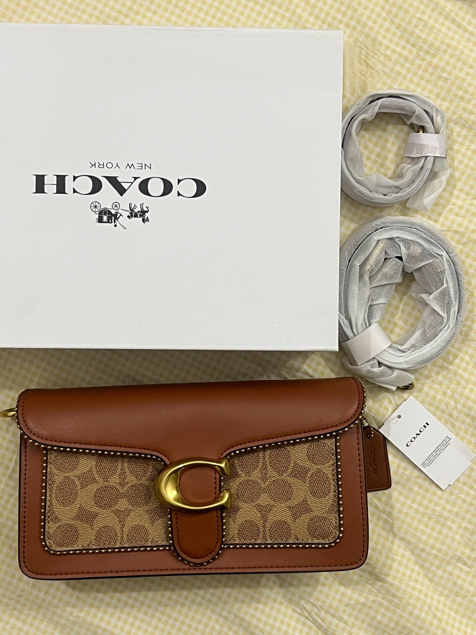 BROWN SIGNATURE COACH TAB 26 BAG (WITH STRAPS & BOX)