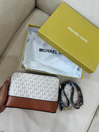 MK Inspired Crossbody Bag / White (With Long Strap, Dust Bag & Box)