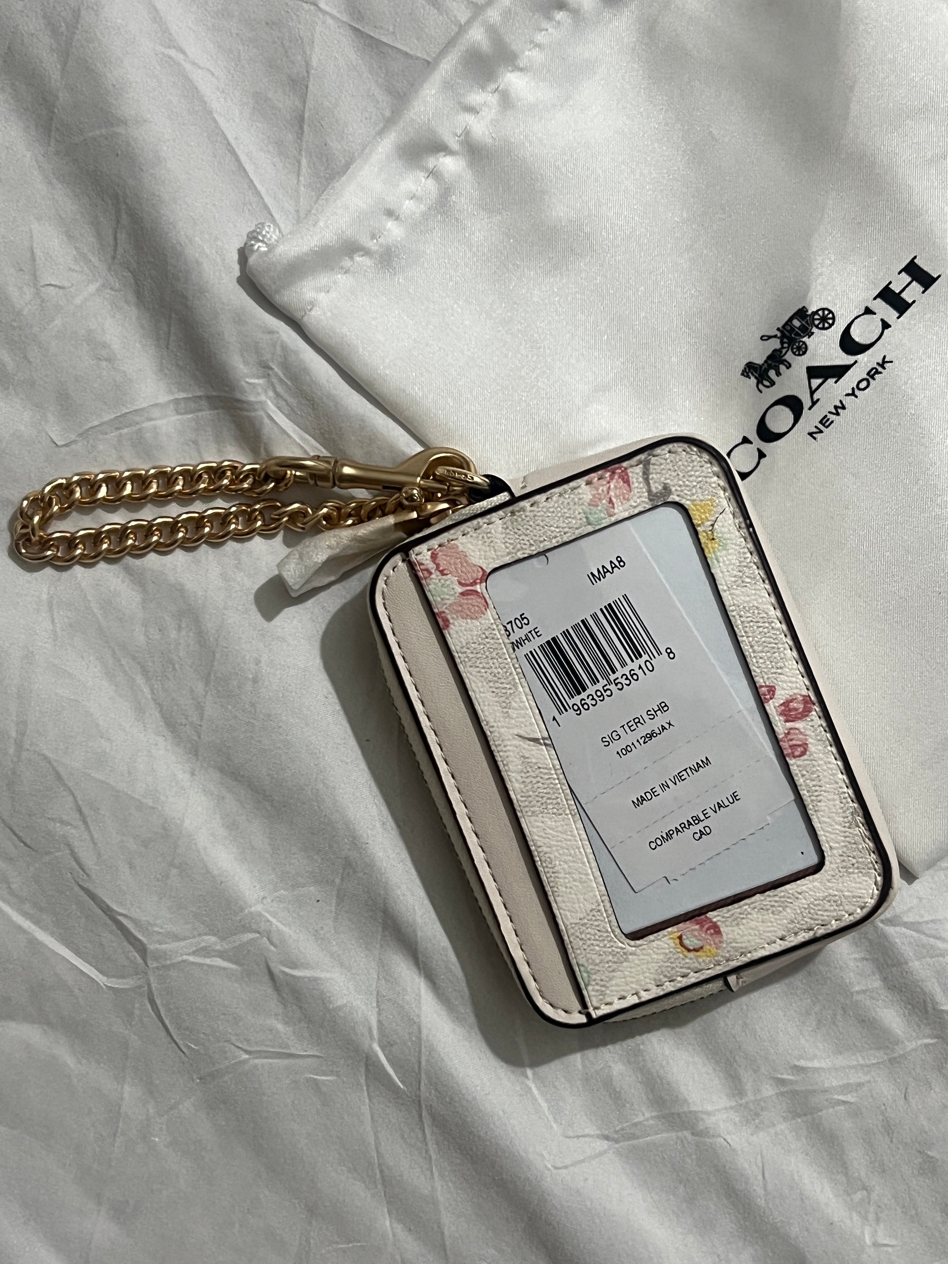 Coach Zip Card Case in White Print