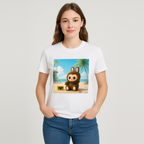 Labubu T-Shirt White (Labubu Bear On Beach)