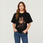 Labubu T-Shirt BLACK (Brown Labubu)