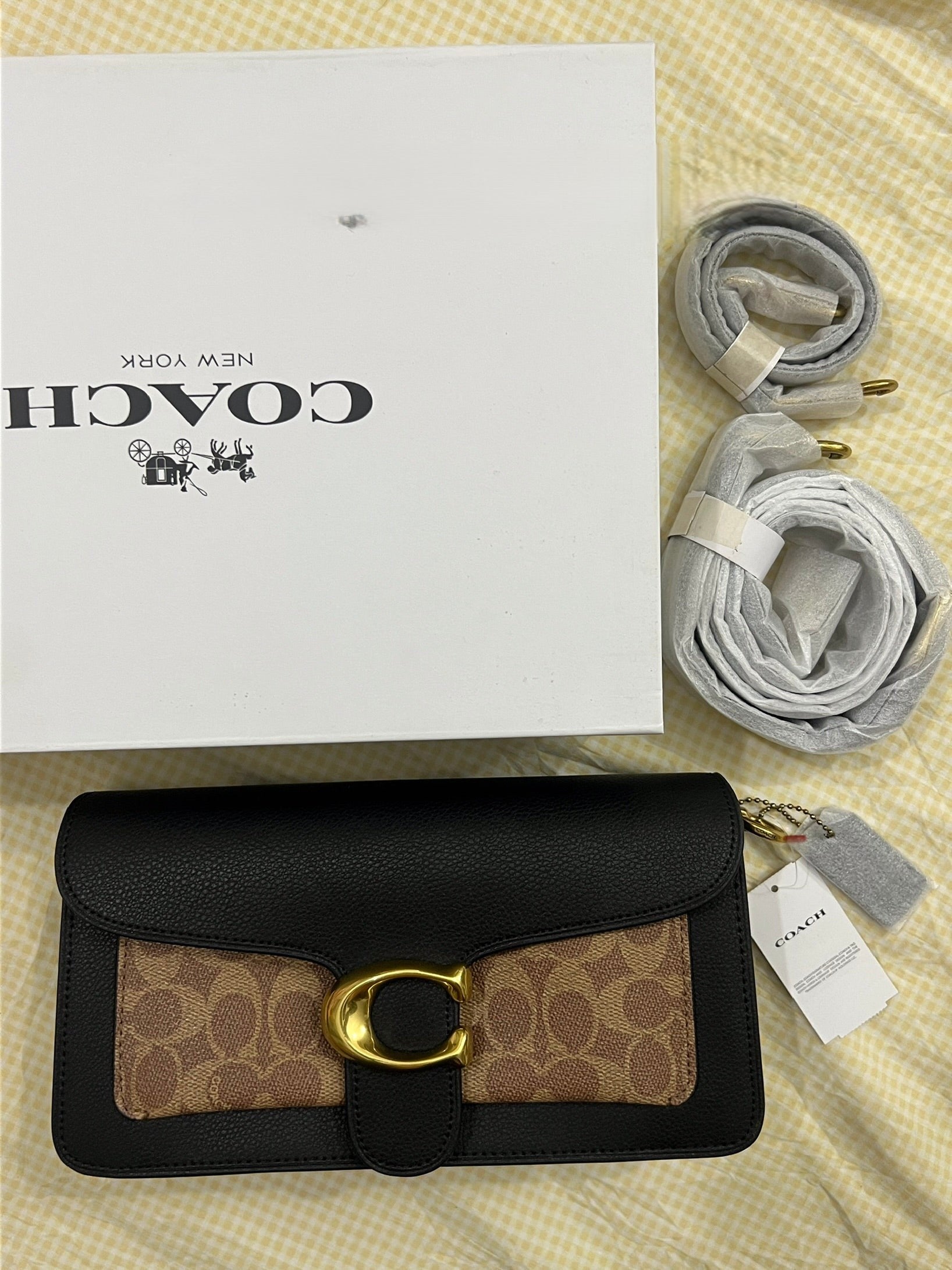 BLACK SIGNATURE COACH TAB 26 BAG (WITH STRAPS & BOX)