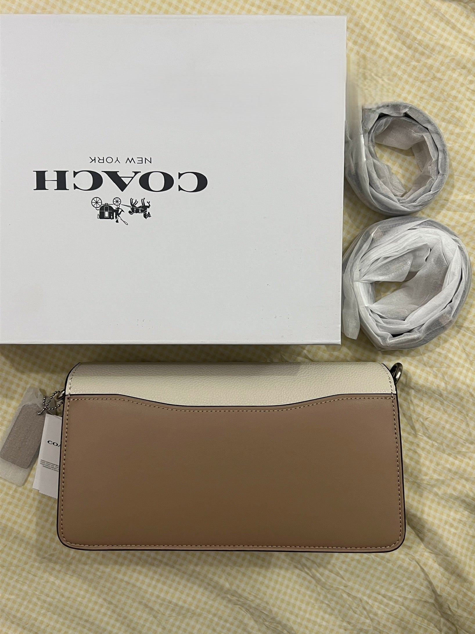 BROWN MULTI COACH TAB 26 BAG (WITH STRAPS & BOX)