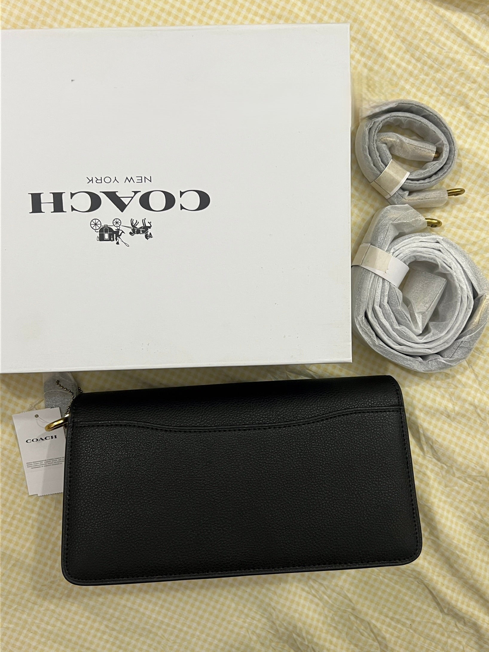 BLACK SIGNATURE COACH TAB 26 BAG (WITH STRAPS & BOX)