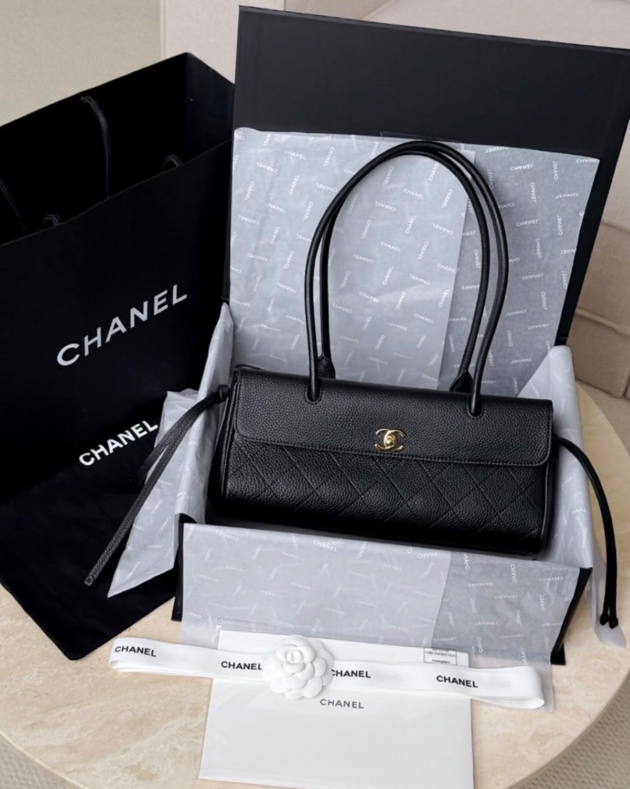 CHANEL Vintage Cerf Small Tote with Brand Box