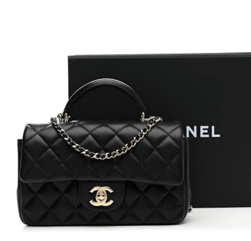 CHANEL Small Classic Top Handle with Brand Brand
