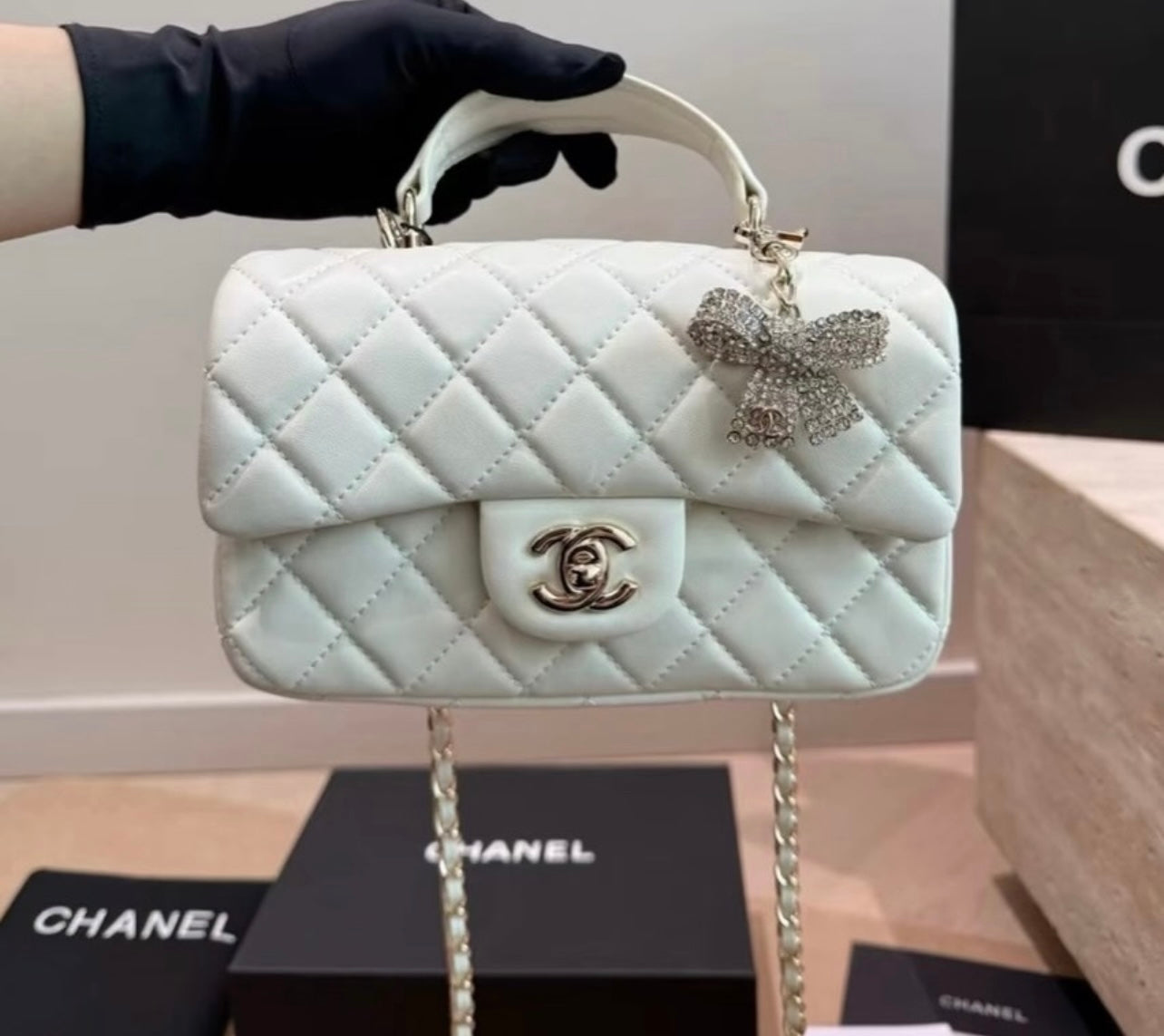 Chanel Top Handel Flap Bag with Brand Box