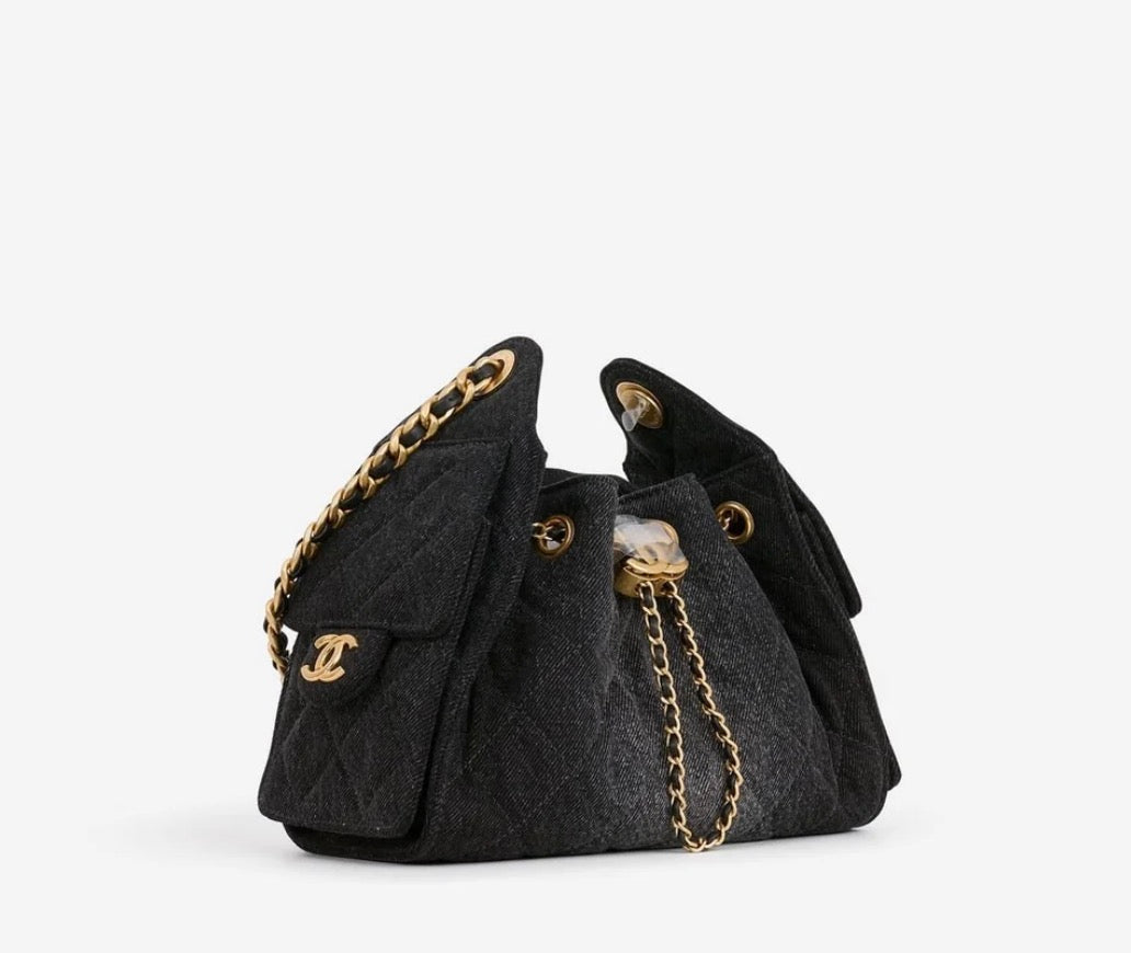CHANEL 25 Hobo Denim Mini with Complete Packaging