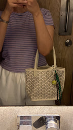 Goyard Tote Bag - half white  (Medium with Pouch)