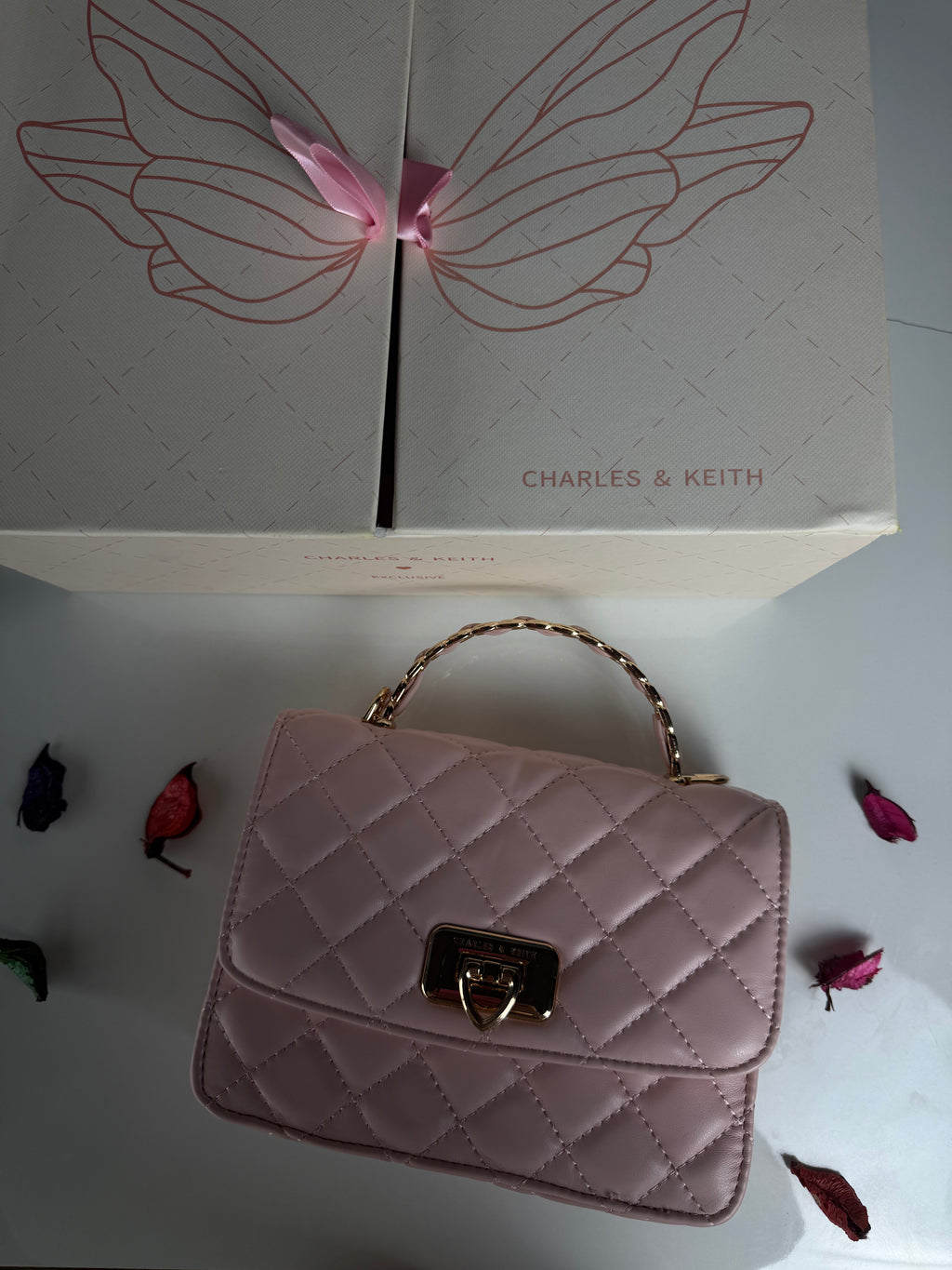 Charles & Keith Cressida Quilted Top Handle Bag – Cotton Candy Pink