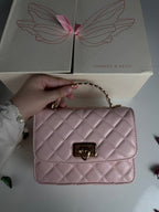 Charles & Keith Cressida Quilted Top Handle Bag – Cotton Candy Pink