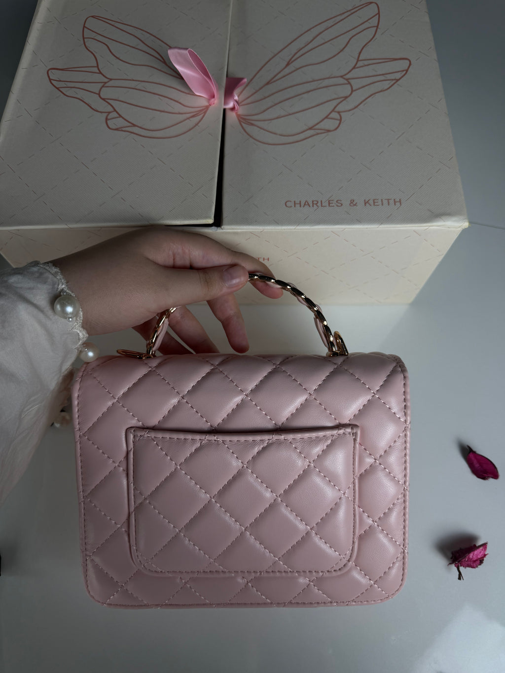 Charles & Keith Cressida Quilted Top Handle Bag – Cotton Candy Pink