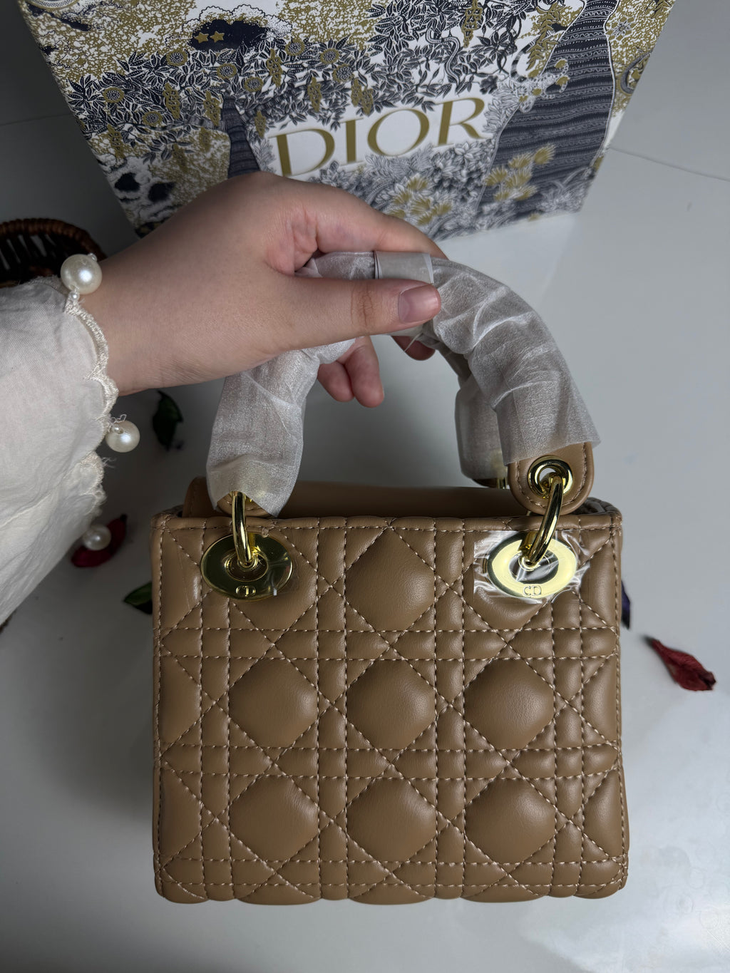 Lady Dior Mini Bag Hazelnut