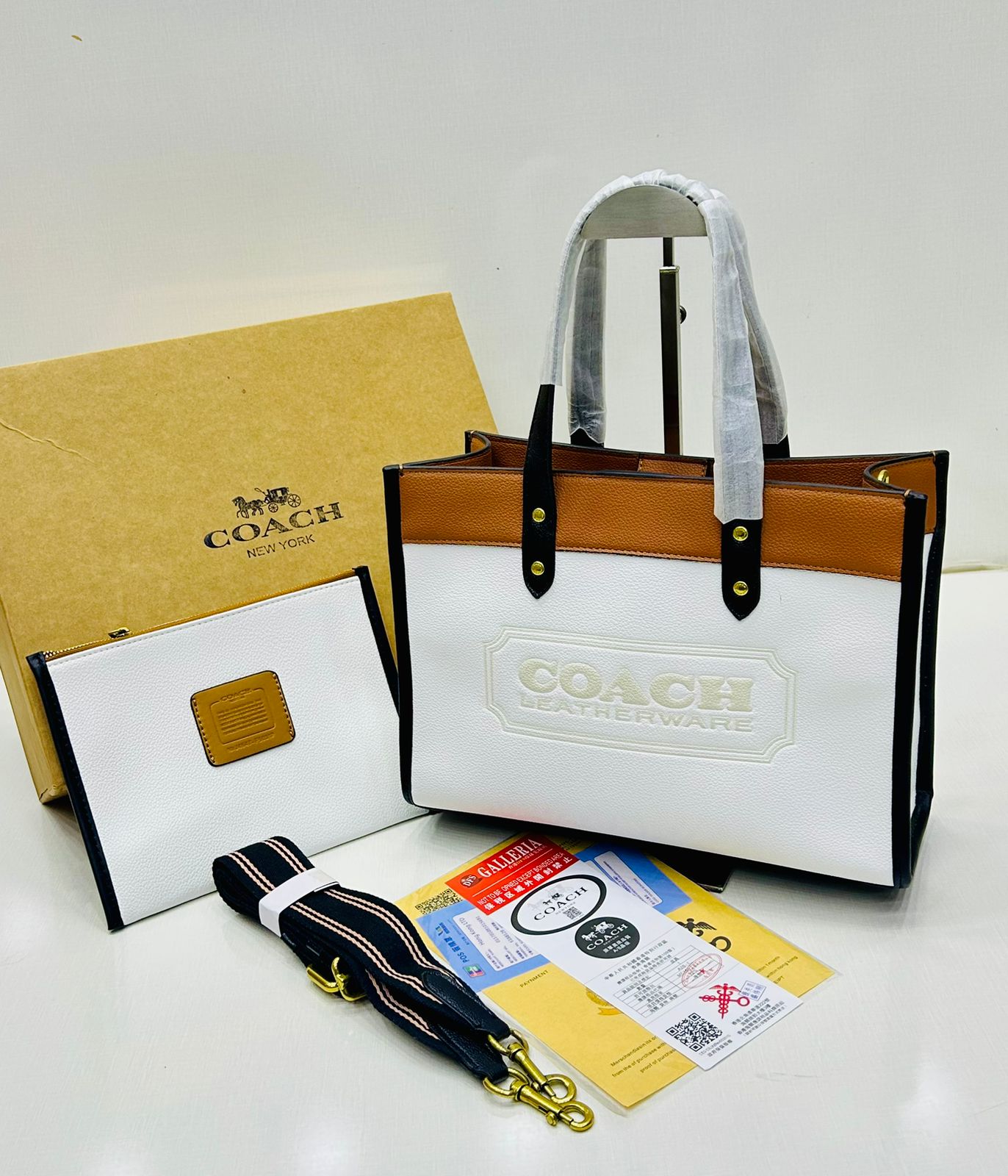 Coach - Tote Bag Pebble White Brown