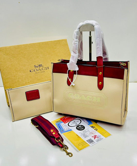 Coach - Tote Bag Pebble Light Brown Maroon